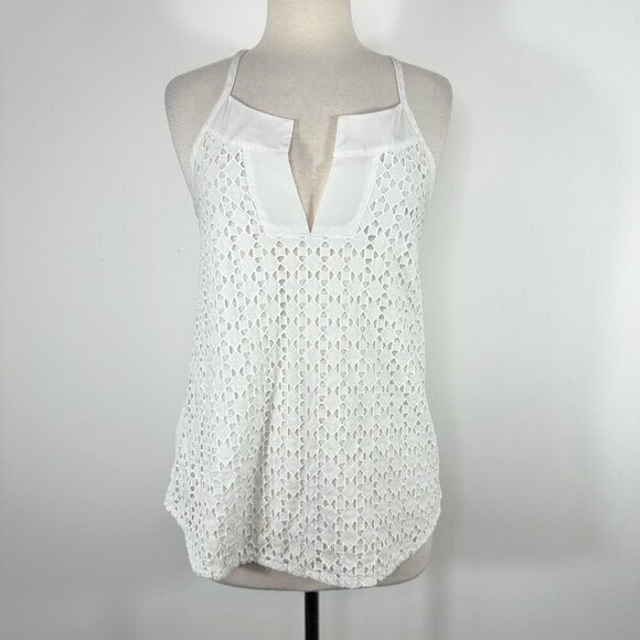 Athleta Tops - Athleta Women's Size Small White Eyelet Dunes Tank Top Blouse